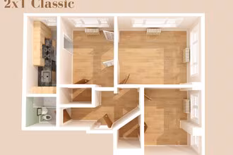 2 Bed, 1 Bath Classic Renovated Private Bedroom floor plan